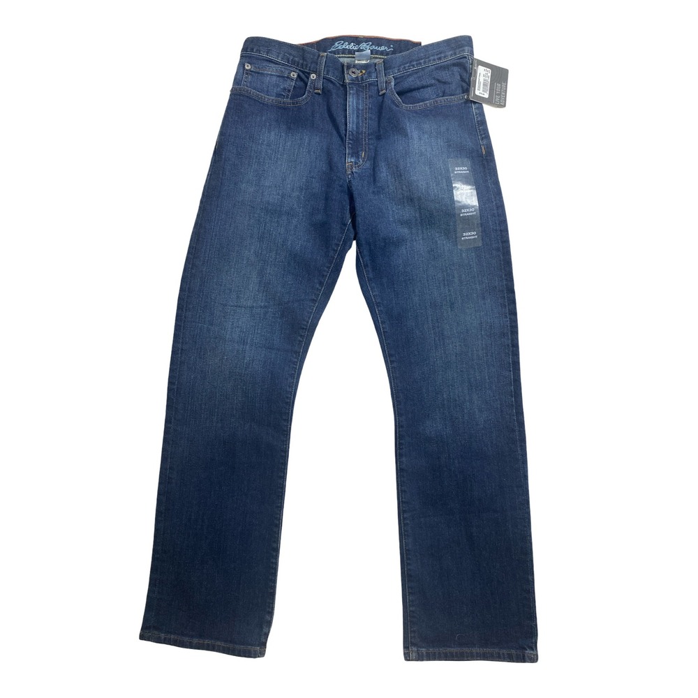 Eddie Bauer Mens Flex Supersoft‎ Straight Jeans 32x30 Riverrock Blue 6500 NWT